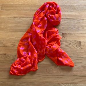 Stella & Dot retired print elephant scarf - orange/red with pink print